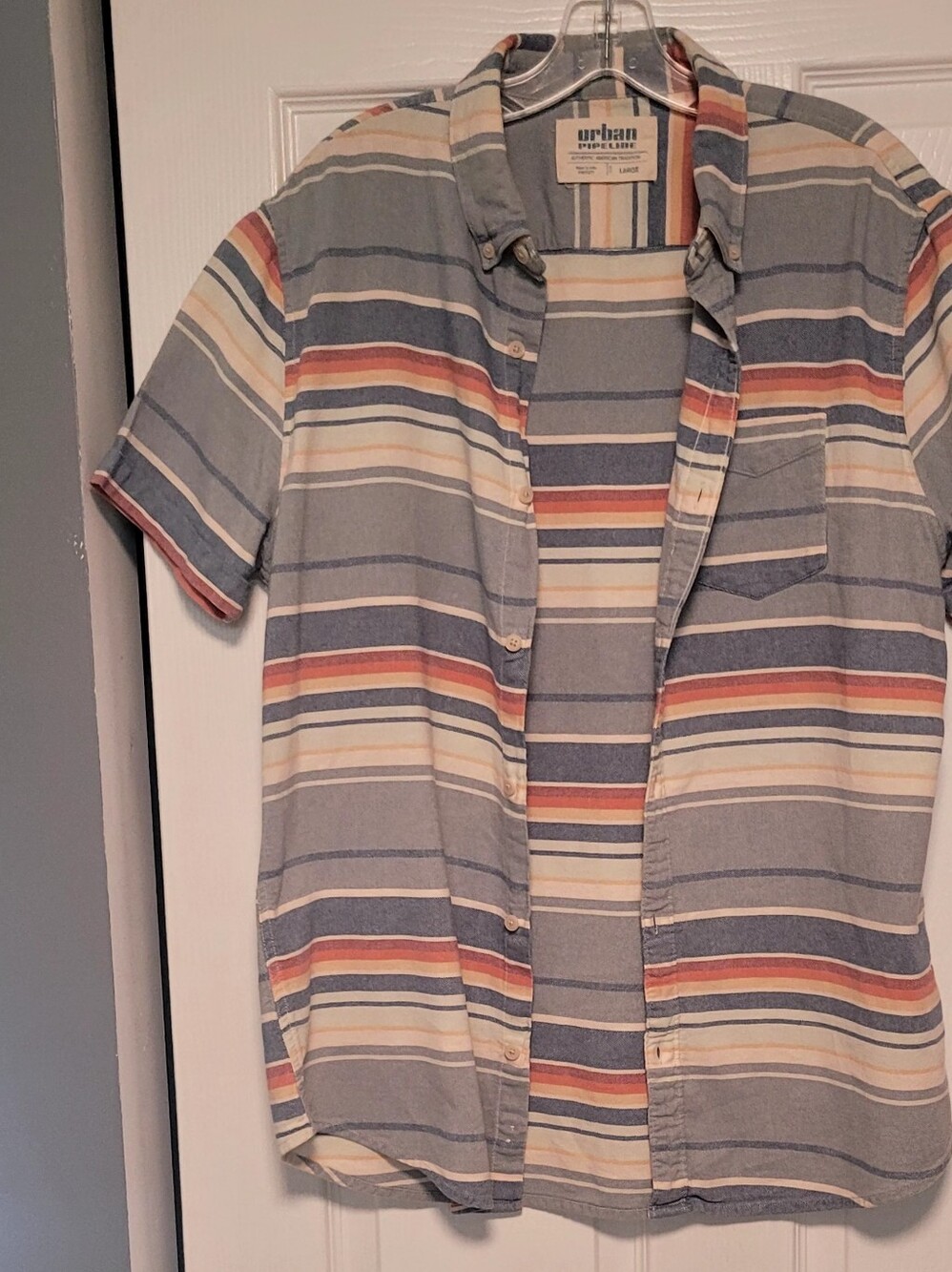 Urban pipeline Striped Short-Sleeve Button-Down Shirt.